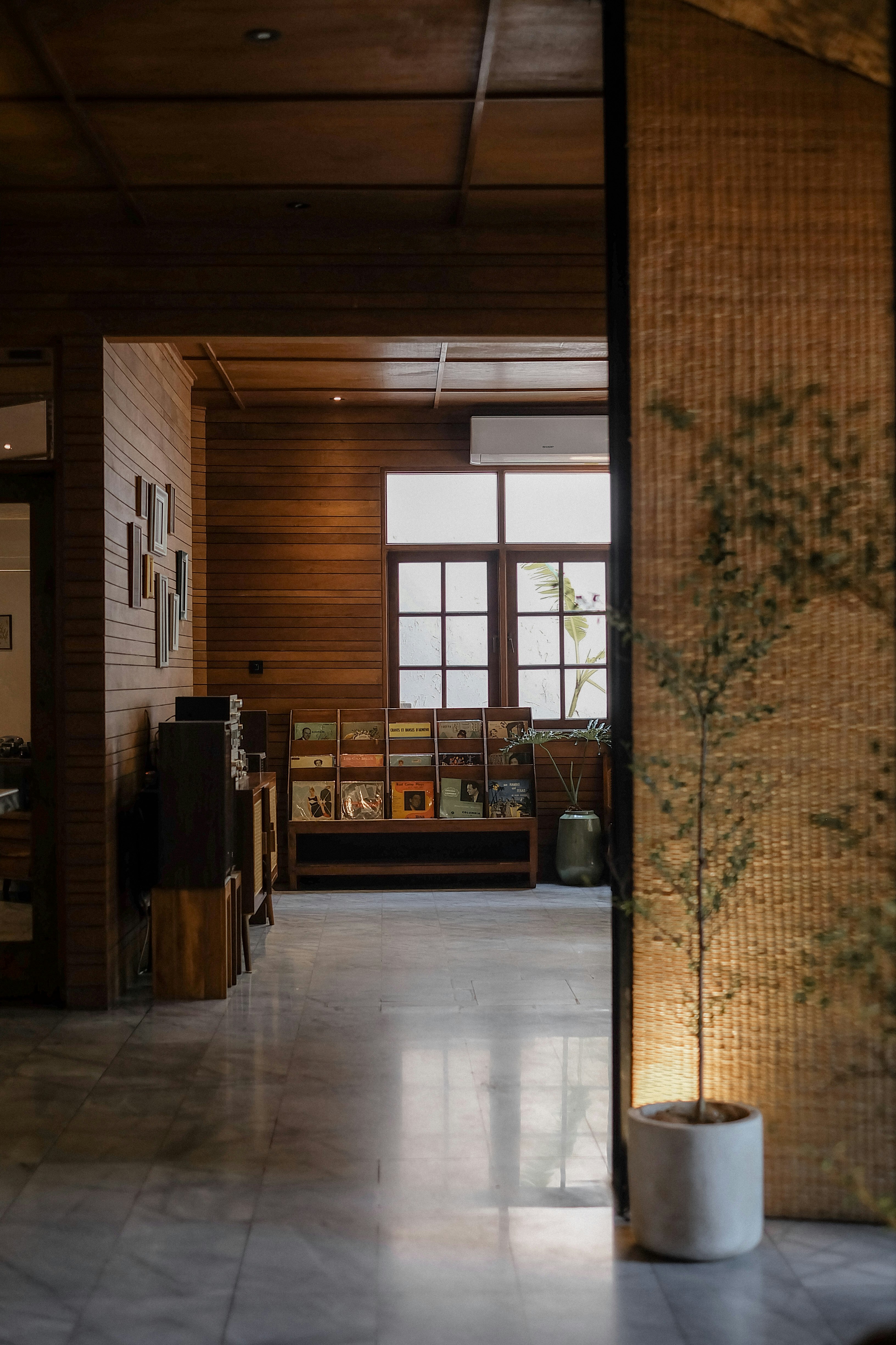 brown wooden desk near brown wooden door